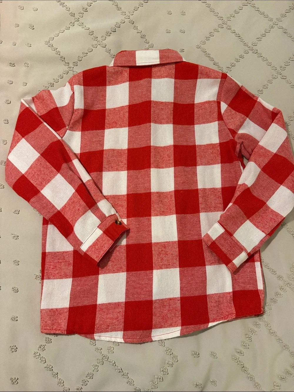 SHEIN Red & White Plaid Button-Down Shirt for Kids